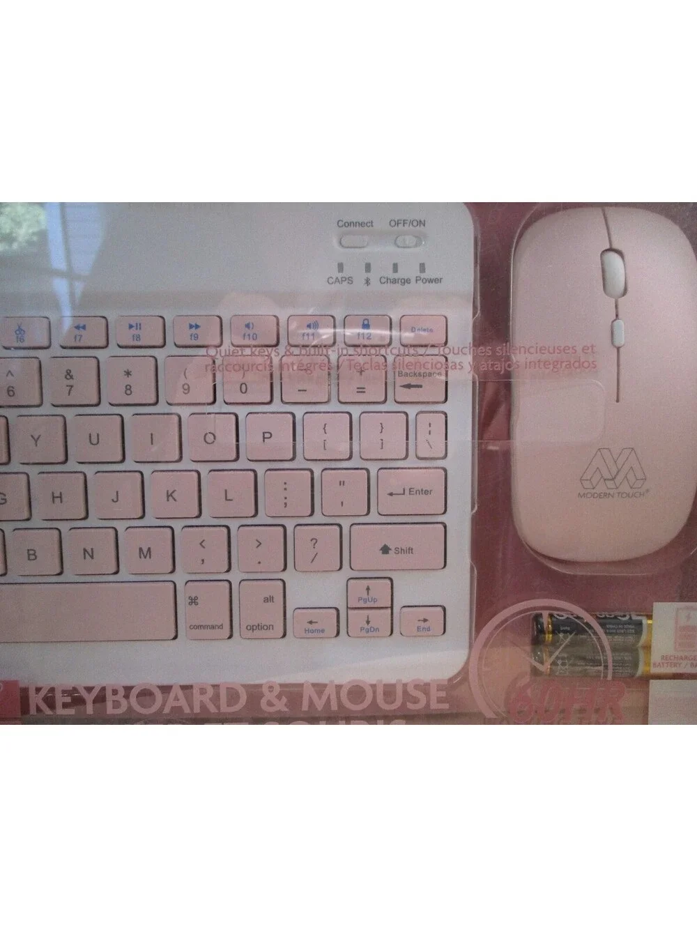 Pink Bluetooth Keyboard and Mouse Set Slim Wireless Combo iPad Tablet Laptop